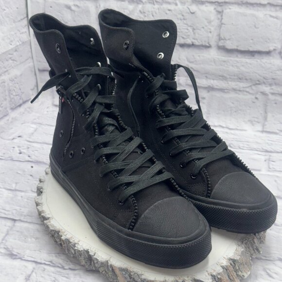 Levi’s Men's Zip Extra Hi Triple Black Canvas Shoes Sneaker Size 9 - Picture 8 of 11